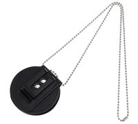 Hobbspring 1pc Police Badge Holder Universal Cowhide Leather Belt Clip Round Security Badge Clip with Rivets and Iron Chain for Law Sheriff Enforcement Officer
