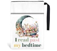 Hobbspring 1pc Polyester Book Sleeve 34cmx24cm Floral Moon Books Covers Book Protectors with Zipper and Front Pocket Birthday Gift for Students Teachers and Reading Lovers Back to School