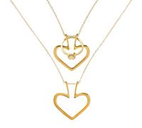 Hobbspring 1Pc Ring Holder Necklaces 40.3cm Stainless Steel Heart Ring Keeper Necklaces Wedding Engagement Saver Pendant Golden Personalized Pendant Necklace for Women Ladies Wife