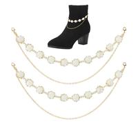 Hobbspring 1pc Shoe Charms Chains 27cm Rose Flower Double Layered Shoe Chain Golden Decorative Shoes Chains with Lobster Claw Clasp for Women Sneaker Boots Sandal Casual Shoes Decoration