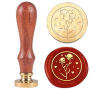 Hobbspring 1pc Skull with Rose Wax Seal Stamps Vintage Wax Sealing Stamps Gift for Christmas 25mm Removable Brass Head Stamp with Wooden Handle for Envelopes Wedding Embellishment Bottle Decoration