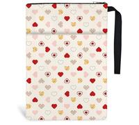 Hobbspring 1pc Small Heart Book Covers 34cmx24cm Polyester Books Sleeve Book Protectors with Zipper and Front Pocket Birthday Gift for Students Teachers and Reading Lovers Back to School