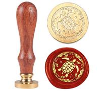 Hobbspring 1pc Turtle Sealing Wax Stamp Vintage Ocean Animal Wax Seal Stamp Gift for Christmas 25mm Removable Brass Stamp Head with Wooden Handle for Envelopes Invitations Bottle Decoration