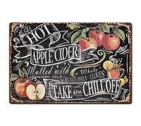 Hobbspring 1pc Vintage Metal Tin Sign 11.81x7.87 Inches Retro Cider Apple Juice Sign Fruit Wine Art Poster with 4 Pre-Drilled Holes for Bars Restaurants Cafe Pubs Wall Home Decor