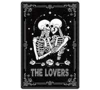 Hobbspring 1pc Vintage Metal Tin Sign 20x30cm Retro Iron Gothic Skull Sign Rust Look The Loves Skull Poster for Home Office Kitchen Bar Cafe Living Room Valentines'Day Wall Decor
