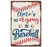 Hobbspring 1pc Vintage Metal Tin Sign 30x20cm Retro Iron Baseball Sign Rusty Look There Is No Crying In Baseball Plaque Poster for Home Office Kitchen Bar Cafe Garden Wall Decor