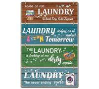 Hobbspring 1pc Vintage Metal Tin Sign 30x20cm Retro Iron Laundry Room Rules Sign Rusty Look Laundry Plaque Poster for Bathroom Home Washroom Garden Wall Decorations