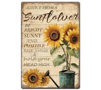 Hobbspring 1pc Vintage Metal Tin Sign 30x20cm Retro Iron Sunflower Sign Rusty Look Advice From A Sunflowers Encouragement Poster for Home Office Kitchen Bar Cafe Garden Wall Decor