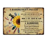 Hobbspring 1pc Vintage Metal Tin Signs 20x30cm A Hairdresser's Prayer Metal Sign Hair Salon Wall Decor Personalized Hairstylist Gift for Hair Stylist Barbershop Home Wall Decor