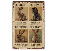 Hobbspring 1pc Vintage Metal Tin Signs 20x30cm Funny Rabbit Signs Retro Easter Bunny Poster Retro Animal Wall Decor with 4 Pre-Drilled Holes for Living Room Cafes Office Bar Home Wall Decor