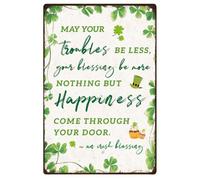 Hobbspring 1pc Vintage Metal Tin Signs 20x30cm Retro St. Patrick's Day Signs May You Troubles Be Less Your Blessings Be More Poster for Living Room Cafes Office Bar Garden Home Wall Decor