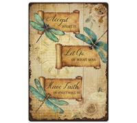 Hobbspring 1pc Vintage Metal Tin Signs 30x20cm Dragonfly Metal Signs Accept What is Plaque Poster Retro Animals Sign for Farm Bathroom Restaurant Cafes Bars Office Home Wall Decor