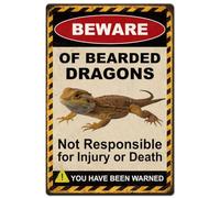 Hobbspring 1pc Vintage Metal Tin Signs 30x20cm Retro Lizard Signs Beware Of Bearded Dragon Poster Metal Ainmals Wall Decor for Home Living Room Restaurant Coffee Shop Club Bar Decoration