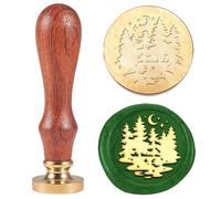Hobbspring 1pc Vintage Tree Wax Seal Stamp Pine Forest Sealing Wax Stamp 25mm Removable Brass Stamp Head with Wooden Handle for Envelopes Invitations Wedding Bottle Decoration Back to School