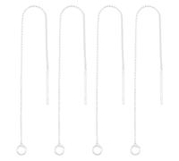 Hobbspring 2 Pairs Silver Chain Threader Earrings 925 Sterling Silver Tassel Chain Earrings 8cm Pull Through Threaded Long Chain Drop Tassel with Loop for Women DIY Earring Making