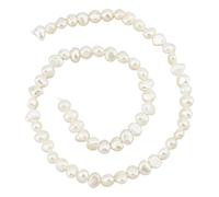 Hobbspring 2 Strands Natural Freshwater Pearls Bead 6-8x4.5-6mm Baroque Cultured Pearl Beads Irregular Small Pearl Bead with Nylon Cord and Beading Needle for Jewelry Making