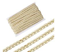 Hobbspring 20 Yards Metallic Braid Trim 13mm Wide Gold Trim Metallic Gimp Braid Trim Lace White Polyester Braided Lace Ribbons for Costume DIY Sewing Craft Embellishment Home Decor
