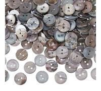 Hobbspring 200Pcs 15mm Natural Shell Buttons Flat Round Sewing Craft Buttons 2 Holes Sewing Buttons Black Craft Seashell Buttons for DIY Sewing Crafts Clothes Coats Jacket Jeans Skirts