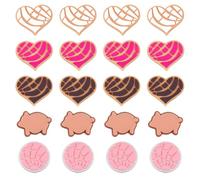 Hobbspring 20pcs Heart Focal Beads 5 Styles PVC Concha Loose Focal Beads Cute Pig Flat Basketball Spacer Beads for DIY Keychains Bracelet Necklace Beaded Pens Lanyard Making