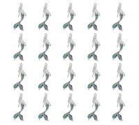 Hobbspring 20Pcs Mermaid Charms 1.5 Inches Alloy Ocean Pendants Blue Rhinestone Mermaid Pendant 1.6mm Hole for DIY Craft and Earring Necklace Jewellery Making