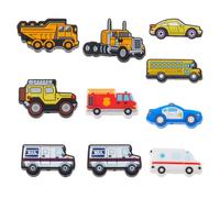 Hobbspring 20pcs Mixed Color Car Silicone Focal Beads - 10 Styles, Vehicle, Cartoon Ambulance Police Car Silicone Loose Spacer Beads for DIY Keychains Bracelet Necklace Beaded Pens Lanyard Making