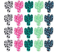 Hobbspring 20pcs Silicone Focal Beads 5 Colors Cactus Tropical Plants Focal Beads Leopard Cactus Spacer Loose Beads for DIY Keychains Bracelet Necklace Beaded Pens Lanyard Making