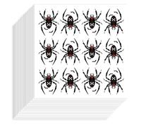 Hobbspring 240Pcs Spider Stickers 90x90mm Self-Adhesive Paper Decorative Stickers Waterproof Halloween Spider Planner Decals for Halloween Eve Party Journals Crafting Decor