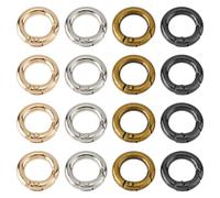 Hobbspring 24Pcs 4 Colors Small Spring O Ring 20mm Round Snap Clip Key Rings Mini Round Carabiner Clip Necklace Shortener Clasp for Jewelry Bracelets Connector Purse Charm Rings Clasps