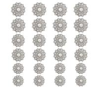 Hobbspring 24Pcs Pearl Rhinestone Buttons 3 Styles Alloy Embellishment Buttons with Artificial Pearls Platinum Flat Back Flower Crystal Button for Coat Suits Knitting Crafting