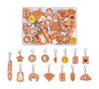 Hobbspring 27Pcs Enamel Dessert Food Stitch Markers 14 Style Resin Knitting Crochet Locking with Alloy Lobster Claw Clasps Bread Stitch Maker Locking for Knitting Crocheting DIY Craft Project