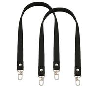 Hobbspring 2pcs Black Leather Bag Strap 60cm Replacement Handle Shoulder Bag Strap Sewing PU Leather Bag Straps with Alloy Clasps for Wallet Bag Replacement Accessories