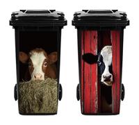 Hobbspring 2Pcs Peeking Cow Trash Can Stickers Cattle Garbage Can Decals Wheelie Bin Sticker Funny Animal Waterproof PVC Dustbin Decor Stickers for Outdoor Curbside Garbage Bins 82 * 38cm/32 * 15in