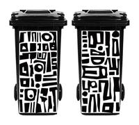 Hobbspring 2Pcs Trash Can Stickers Abstract Garbage Can Decals Wheelie Bin Sticker Modern Geometric Minimalist Waterproof PVC Dustbin Decor Stickers for Outdoor Curbside Garbage Bins 82*38cm/32*15in