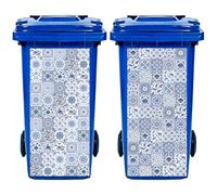 Hobbspring 2Pcs Trash Can Stickers Floral Garbage Can Decals Wheelie Bin Sticker Mosaic Style Waterproof PVC Dustbin Decor Stickers for Outdoor Curbside Garbage Bins 82 * 38cm/32 * 15in