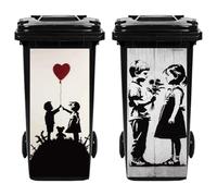 Hobbspring 2Pcs Trash Can Stickers Garbage Can Decals Graffiti Wheelie Bin Sticker Balloon Abstract Artwork Waterproof PVC Dustbin Decor for Outdoor Curbside Garbage Bins 82 * 38cm/32 * 15in