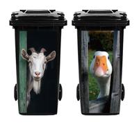 Hobbspring 2Pcs Trash Can Stickers Goat Goose Garbage Can Decals Peeking Animal Wheelie Bin Sticker Waterproof PVC Dustbin Decor Funny Stickers for Outdoor Curbside Garbage Bins 82 * 38cm/32 * 15in