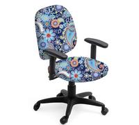 Hobbspring 2Pcs Universal Spandex Split Rotating Chair Slipcover Floral Stretch Rotating Chair Slipcover Polyester Fabric Removable Washable Swivel Chairs Protective Covers for Computer Office Chairs