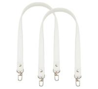 Hobbspring 2pcs White Leather Bag Strap 60cm Replacement Handle Shoulder Bag Strap Sewing PU Leather Bag Straps with Alloy Platinum Clasps for Bag Replacement Accessories