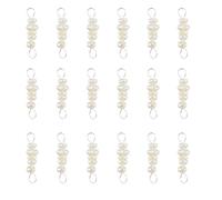 Hobbspring 30Pcs Natural Freshwater Pearl Links Cornsilk Pearl Pendant Connectors Pearl Bead Dangle Charms with Silver Metal Double Loops for DIY Necklace Earrings Jewelry Making