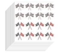 Hobbspring 320pcs Racing Flag Stickers 9x9cm Self-Adhesive Paper Decorative Stickers Checkered Black White and Red Flag Decals for Scrapbook Calendar Journals Party Gift Bag Decor