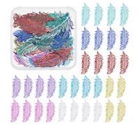 Hobbspring 32pcs 8 Colors Feather Charms Stainless Steel Filigree Pendants Filigree Wings Earring Charm Rainbow Color Metal Embellishments for DIY Bracelet Necklace Jewelry Making