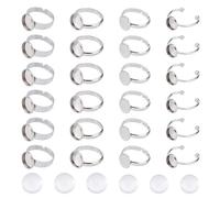 Hobbspring 32pcs Adjustable Blank Rings 4 Sizes Cabochon Ring Blanks Flat Round Ring Settings Stainless Steel Pad Ring Base Ring Bezel Trays with Glass Cabochons for Jewelry Ring Making