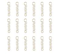 Hobbspring 32Pcs Natural Freshwater Pearl Links Pearl Pendant Connectors Pearl Bead Dangle Charms with Light Gold Metal Double Loops for DIY Necklace Earrings Jewelry Making