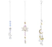 Hobbspring 3Pcs 3 Styles Glass Alloy Hanging Suncatchers Crystals Stones Ornament Car Decor Crystal Stones Ornament for Garden Patio Balcony Car Mirror Decoration