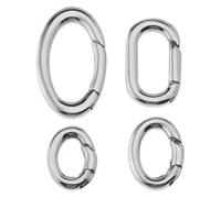 Hobbspring 4 Sizes Stainless Steel Oval Spring Snap Clasps Spring Gate Rings Oval Clips Snap Hooks Spring Keyring Buckle Clasps for Bag Purse Shoulder Strap Key Chains and Jewelry Connector