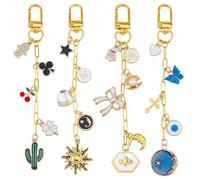 Hobbspring 4 Styles Bag Charms Cactus Bowknot Wallet Pendant Decorations Keychain Butterfly Sun Bag Handbags Pendant for Birthday Christmas Valentine Gifts