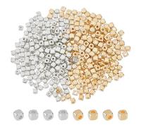 Hobbspring 400Pcs Gold and Silver Spacers Beads 2 Colors Bulk Tiny Square Beads 4mm Small Cube CCB Plastic Beads for Jewelry Necklace Bracelets Earrings Making DIY Crafts