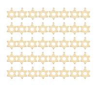 Hobbspring 40Pcs Stainless Steel Star of David Charms 18K Gold Plated Jewish Star Charms Tiny Six Pointed Stars Charm for Necklace Earrings Bracelets Jewelry Making DIY Crafts