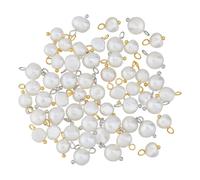 Hobbspring 48pcs Freshwater Pearl Charms, 2 Colors, 24pcs/Color, Oval, Irregular, White Pearl, Drop, Baroque, Cultured, Brass Pins for Jewelry Making