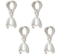 Hobbspring 4Pcs 925 Sterling Silver Pinch Bail 11mm Long Silver Connector Ice Pinch Clasps Snap Bail Necklace Pendant Clasp Connectors for Necklace Dangle DIY Craft Making